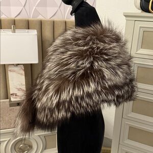 Saga fox fur stole wrap silver fox